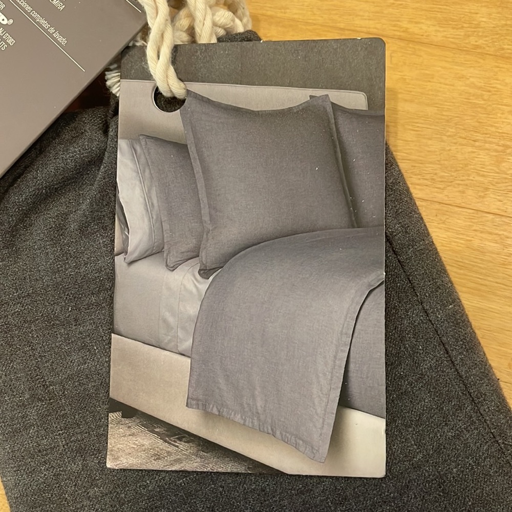 Luxe Cotton Cashmere Sham Euro 26” x 26”. Charcoal Gray.